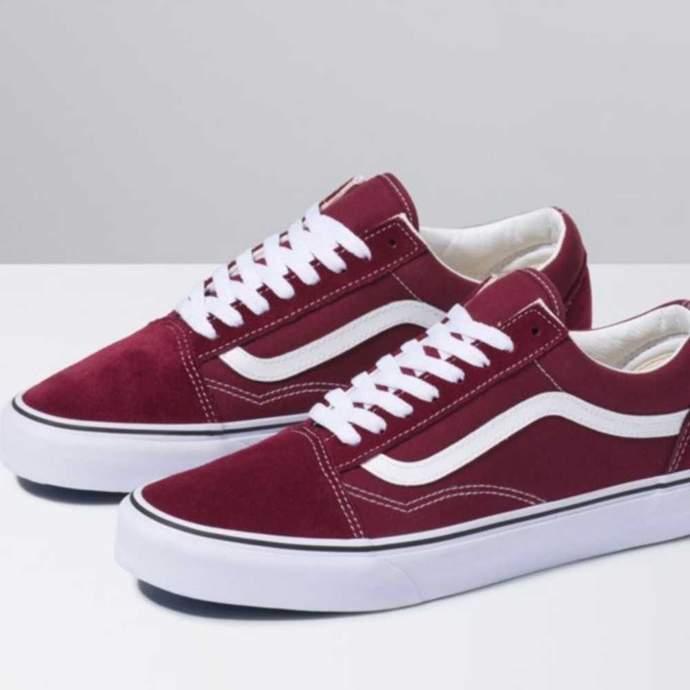 Burgundy suede Vans